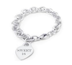 Sweet16DesignerInspiredSilverHeartCharmBracelet