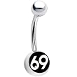 Stainless Steel 69 Logo Belly Ring