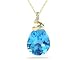 10.25ct Pear Shaped Blue Topaz & Diamond Pendant in 10K Yellow Gold