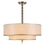 Crystorama 9507-AB Luxo - Five Light Chandelier, Antique Brass Finish with Silk Shade