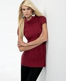 BCBGMAXAZRIA Short-Sleeved Cable-Knit Sweater