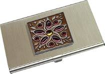 Tan Gem Flower Business Card Holder / Case