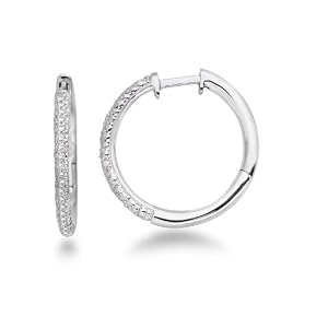 Miore Damen-Creolen 925 Sterling-Silber hochglanzpoliert mit Brillanten 0,01ct MPS009DE