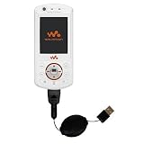 Einziehbares USB Kabel f�r Sony Ericsson w900c mit Hot Sync und aufladen Einsatzm�glichkeiten  von Gomadic mit TipExchange Technology