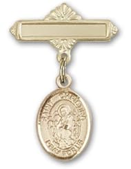 Gold Filled Baby Badge with St. Christina the Astonishing Charm and Polished Badge Pin