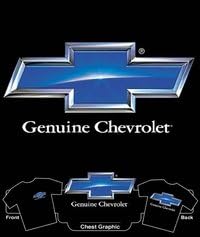 Chevrolet 3D Genuine Bowtie on Black T-Shirt (Size: Large)
