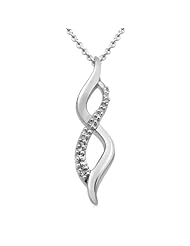 Sterling Silver Diamond Accent Twist Pendant Necklace ( I-J Color, I3 Clarity), 18"