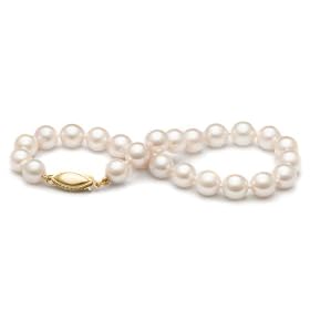 AAA Quality, 6.5-7.0 mm, 7.5-inch, White Akoya Pearl Bracelet