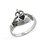 Black Onyx and Marcasite Celtic Claddagh Sterling Silver Ring(Sizes 4,5,6,7,8,9,10)