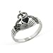 Black Onyx and Marcasite Celtic Claddagh Sterling Silver Ring(Sizes 4,5,6,7,8,9,10)