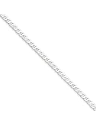 14k White Gold 7in 2.9mm Flat Curb Chain Bracelet. Metal Wt- 2.75g