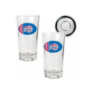 Los Angeles Clippers 2 Piece Pint Ale Glass Set with Basketball Bottom by 