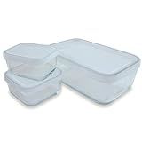 Review   / Set of 3 Storage Bormioli Rocco Frigoverre Serving Glass Container with Plastic Lid - 3 Sizes