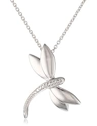 Sterling Silver Diamond Accent Dragonfly Pendant Necklace (I-J Color, I3 Clarity), 18"