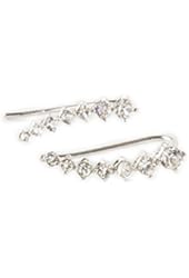 Stunning Silver Shooting Comet Ear Cuff Earrings with 7 Crystal Stones