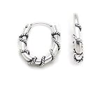 Tiny Oblong Roped Hoops Wrapped Sterling Silver Huggie Hoop Earrings