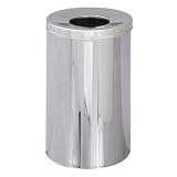 Safco Reflections Open-Top Receptacle, Round, Steel, 35 gal, Chrome/Black - SAF9695