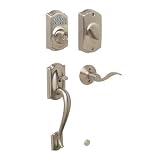 Schlage FE365CAMACCRH619 Satin Nickel Electronic Security Right Handed Camelot Electronic Handleset with Accent Lever