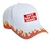 CAN'T WAIT FOR HEAVEN Adult White Hat with Red Flames FIRE