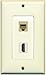 RiteAV - 1 RJ11 RJ12 Beige Ivory Phone and 1 HDMI Port Ivory Wall Plate Decorative - Bracket Included