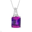 Necklace With 5.60ctw Diamonds and Created Sapphire Crafted in White Gold Length 18in
