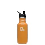 Klean Kanteen Stainless Steel 18 Ounce Water Bottle with 2.0 Sports Cap, Orange Sunset