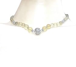 Gemstone Citrin Necklace Silver Amulet 17.5 inches (gnklc210a)