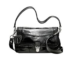 NEW AUTHENTIC COACH LAYLA SMALL PATENT LEATHER FLAP (Black/Silver)