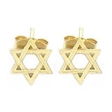 14K Gold Star David Earrings Jewish Faith Jewelry 7mm
