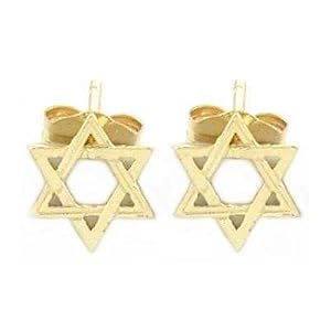 14K Gold Star David Earrings Jewish Faith Jewelry 7mm