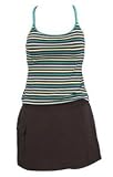 Riviera Stripe Two Piece Cross Back Skortini by South Point - Women's Swimwear Plus Size Swimsuits