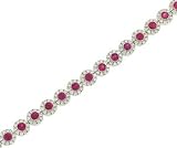 Ladies Pave Diamond and Ruby Circle Link Bracelet