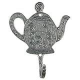 Tin Woodsman Pewter Lightweight Hook, Set of 3 Hooks, Solid Pewter, Made in USA (Lovely Teapot)