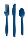 Navy Plastic Forks/Knifes/Spoons 24 pc.