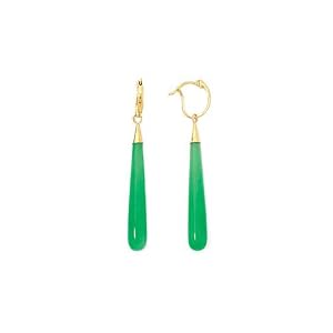 14K Yellow Gold Jade Dangle Earrings