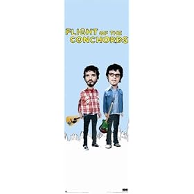 Flight of the Conchords (Bret McKenzie & Jemaine Clement, New York City Skyline, Door) White Wood-Mounted TV Poster Print - 24