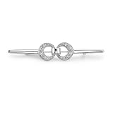 Ideal Elegance: Sterling Silver White CZ Diamond Dazzling Infinity Bar Brooch