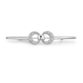 Ideal Elegance: Sterling Silver White CZ Diamond Dazzling Infinity Bar Brooch