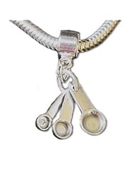 Measuring Spoons Cooking .925 Sterling Silver Charm Bead for European Bead Bracelet