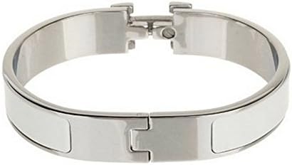 Beautyfe Women's Stylish Stainless Steel Anti-allergic H-shaped Buckle Bracelet Bangle (Silver + white)