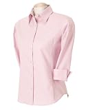 Devon & Jones Pink Three-Quarter-Sleeve Stretch Poplin Blouse. DP625W - Wild Geranium - Large