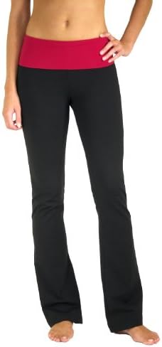 5021-RD-XS-33 Flared leg, fold over waistband yoga pants