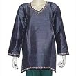 Purple Silk Kurti Clothing of India Casual Summer Dresses Embroidery Size L