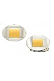 14k Gold Men's Sterling Silver and Solid 14k Gold Center Cufflinks