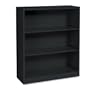 HON Metal Bookcase, 3 Shelves, 34-1/2w x 12-5/8d x 41h, Black