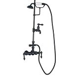 Elizabethan Classics ECTW29SN Tub Filler/Shower System with Hand Shower, Hot and Cold Porcelain Lever Handles, Satin Nickel Elizabethan Classics ECTW29SN Tub Filler/Shower System with Hand Shower, Hot and Cold Porcelain Lever Handles, Satin Nickel