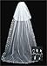 White Bridal Cathedral Veil with Detailed Edges for Wedding or Costume