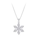 Sterling Silver, Diamond ''Snow Flake'' Pendant with Chain (0.05 cttw)