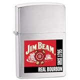 Kitchen & Housewares : Brushed Chrome, Jim Beam Real Bourbon (ZI20635) Category: Indulgence Zippo Lighters