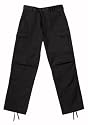 Black Zipper Wide-Leg BDU Pants